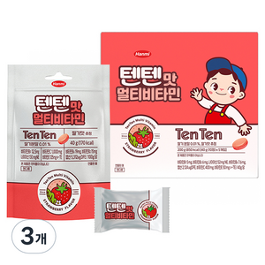 텐텐 맛 멀티비타민 츄정 5개입, 딸기맛, 200g, 3개