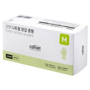 코멧 니트릴장갑 화이트, M, 200개입, 1개