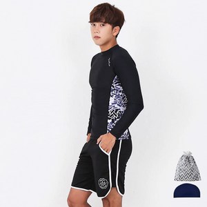 아쿠아티카 남성용 AQAMAE 래쉬가드 + 트렁크 반바지 + 수영모자 + 수영가방 + 세트