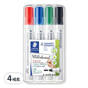 스테들러 화이트보드 마카 351WP4 4색세트, 혼합 색상, 16개입