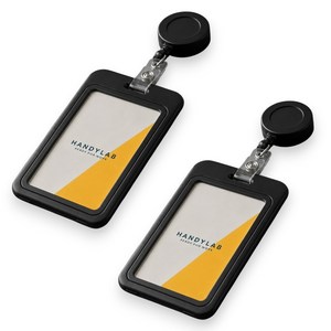 핸디랩 릴홀더 하드 사원증 케이스, BLACK, 2개