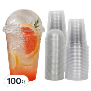 생활을그리다 PET 돔뚜껑 아이스컵 투명 92mm, 100개, 1개입, 410ml