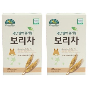 오가닉스토리 국산 발아 유기농 보리차, 100g, 2개, 10개입