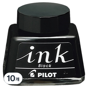 파이롯트 병잉크 INK-30ml, 블랙, 10개