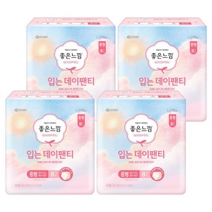 좋은느낌 입는데이팬티 생리대, 중형, 8개입, 4개