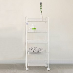 마켓플랜 메쉬 철제 트롤리, 화이트, 5단