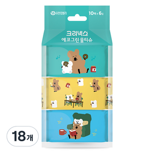 크리넥스 에코그린 쁘띠 물티슈 휴대형, 50g, 10매, 18개