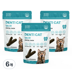 누터스가든 고양이 덴티 캣 덴탈껌 17p, 80g, 6개, 닭고기