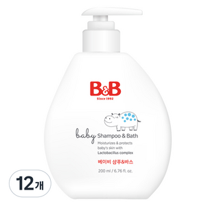 비앤비 베이비 샴푸 앤 바스, 12개, 200ml