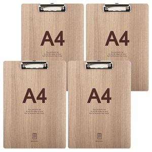 포포팬시 심플 우드 클립 보드, A4, 4개
