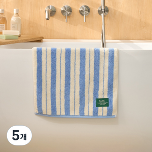 모던하우스 STF 더블 스트라이프 세면타월 190g 40 x 80 cm, 5개, 스카이