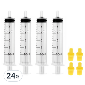 다온셀렉트 무한잉크 노랑 고무 팁 포함 석션 주사기 10ml, 혼합색상, 24개