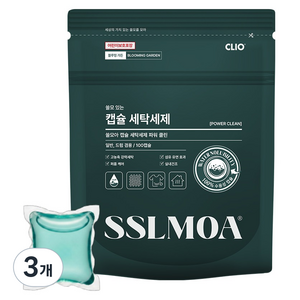 크리오 쓸모아 수용성 고농축 대용량 파우치 캡슐 세탁 세제 블루밍가든, 100개입, 8g, 3개