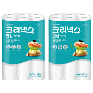 크리넥스 천연펄프 클래식 안심 키친타올, 12롤, 2개