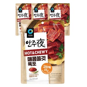 안주야 매콤쫄깃 육포, 30g, 4개