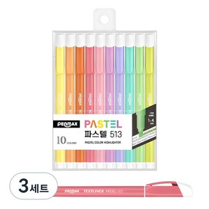 펜맥스 N형 파스텔 513 형광펜 10색 세트, 혼합색상, 3세트