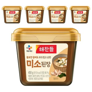 해찬들 물로만 끓여도 부드럽고 순한 미소된장, 450g, 5개