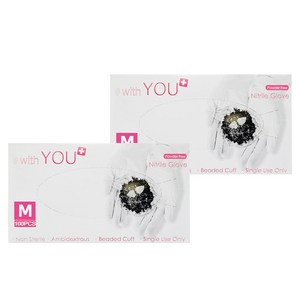WithYou 오리지널 니트릴장갑 100P, 백색, M, 2개