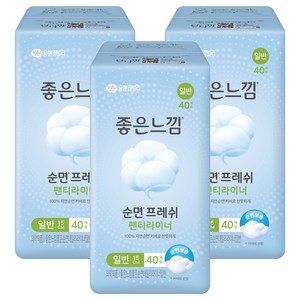 좋은느낌 좋은순면 팬티라이너, 일반, 40개입, 3세트