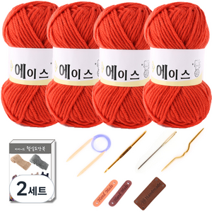 마마니트 울에이스 뜨개질 DIY 패키지, 2세트, 479오렌지