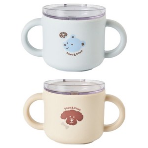 도노도노 실리콘 트레이닝 컵 2p, 150ml, 1세트, 테디코튼블루 + 퍼피아이보리