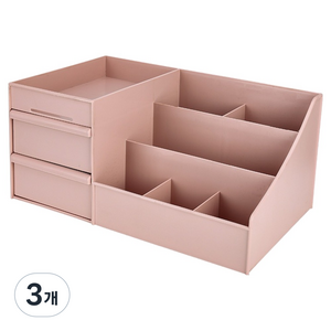 미소로운 멀티수납함 사무용품 정리함, 멀티핑크, 3개