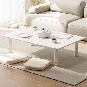 코멧 홈 E0 LPM 심플 라운드 접이식 사각 테이블, 매트 화이트