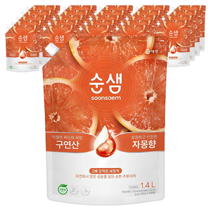 순샘 구연산 자몽향 주방세제 리필, 1.4L, 25개