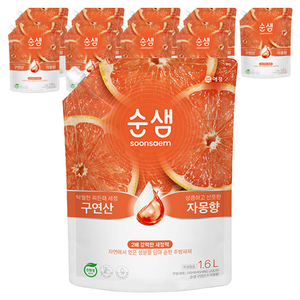 순샘 구연산 자몽향 주방세제 리필, 1.6L, 10개