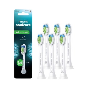 소닉케어 W 옵티멀 화이트 칫솔모 화이트 6p, HX6066/14, 1개