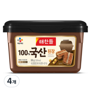 해찬들 100% 국산된장, 900g, 4개