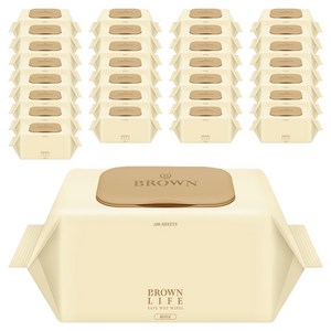 브라운라이프 베이지 도톰한 아기 물티슈 대용량 엠보싱 저자극 캡형, 50g, 100매, 40개