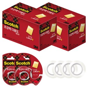 스카치 초강력 다용도 테이프 디스펜서 2개 + 리필 4롤 18mm x 20m, 2세트, 투명