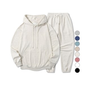 일루소 남녀공용 소프트 특양면 후드 티셔츠 + 밑밴딩 바지 트레이닝복 세트