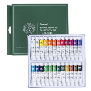 탐사 전문가용 수채화 물감 튜브 12ml x 24종 세트, 24색