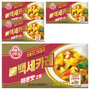 오뚜기 백세카레 고형 매운맛, 200g, 4개