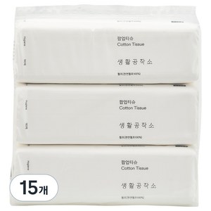 생활공작소 뽑아쓰는 팝업 미용티슈 2겹, 180매, 15개
