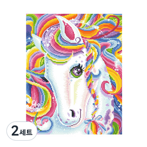 디클레어 액자 캔버스형 보석십자수 DIY 키트 40 x 50 cm, 레인보우 유니콘, 2세트