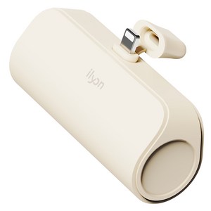 일리온 파스텔 도킹형 휴대용 미니 보조배터리 5000mAh 애플8핀, 아이보리, NAT-DB10W8P