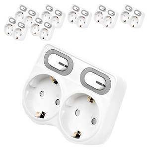 에코파워탭 국내 제조 LED 절전형 L자형 멀티탭 2구 EPM-L402L, 9.1cm, 화이트, 8개