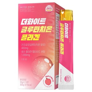 더존건강 배럴헬스 더화이트 글루타치온 콜라겐 젤리 스틱 복숭아맛 15p, 300g, 1개
