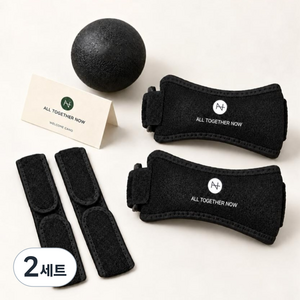 올투게더나우 무릎 보호대 2p + 마사지볼 + 추가스트랩 2p 세트, 블랙, 2세트