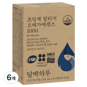 담백하루 정품 초임계 알티지 오메가에센스 1000, 30정, 6개