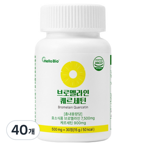 헬로바이오 브로멜라인 퀘르세틴, 40개, 30정