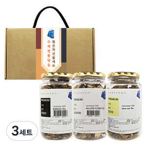 산해랑 프리미엄 수제 전통차 3종 선물세트, 3세트, 우엉차 + 도라지차 + 연근차