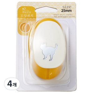 ReZo 모양펀치 25mm, 고양이, 4개