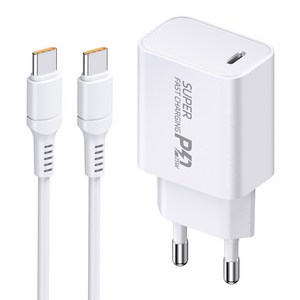 YINTO c타입 고속 충전기 25W PD3.0 PPS + C TO C 1.5M 100w 케이블 세트, 1세트, 화이트 골드박스 특가