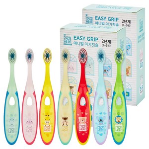 네이쳐러브메레 이지그립 애니멀 아기 칫솔 2단계, 혼합색상, 7개입, 2세트