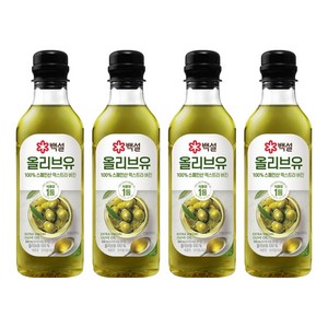 백설 엑스트라버진 압착 올리브유, 500ml, 4개