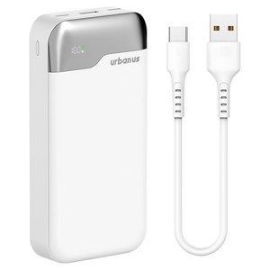 어반어스 PD 27W 초슬림 LCD 보조배터리 30000mAh C타입, 화이트, UB-PA303P23W